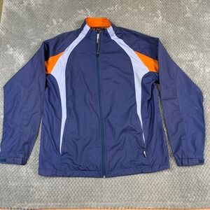 IllumiNite Reflective Running‎ Jacket Mens XL Blue Orange Full Zip Windbreaker
